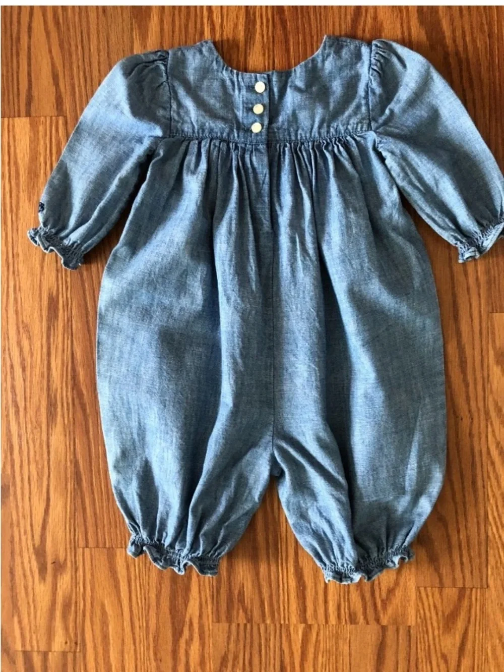 Ralph Lauren Adorable Baby Girl's Blue Smocked Romper Size 6M